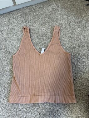 Nikibiki Ribbed V-Neck Tank Top in Dusty Rose